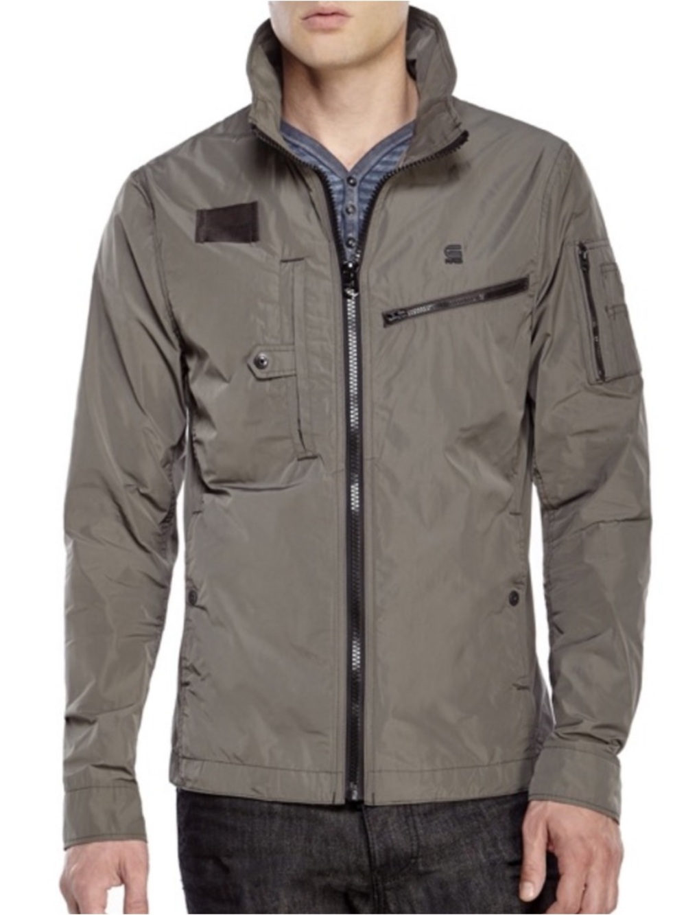 G-STAR RAW Timor Biker Black and Gray Overshirt Jacket Nylon